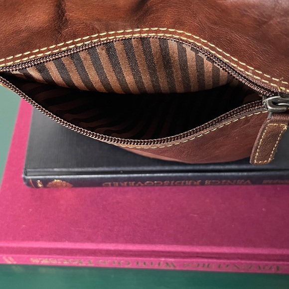 Jack Georges Brown Genuine Leather Voyager Horseshoe Crossbody Bag - Picture 8 of 14